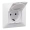 LEGRAND Valena Life 2P+F csatlakozóaljzat biztonsági zsaluval, csapófedéllel, IP44 fehér (632909)